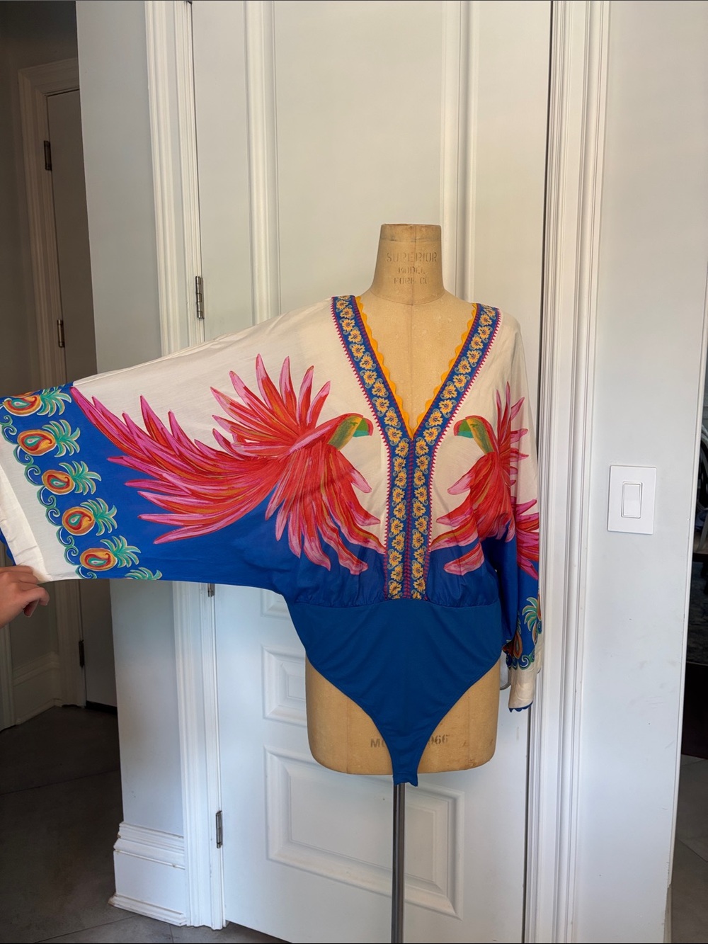 FARM Rio  NWT Blue, Pink & Green Floral V-Neck Bodysuit
